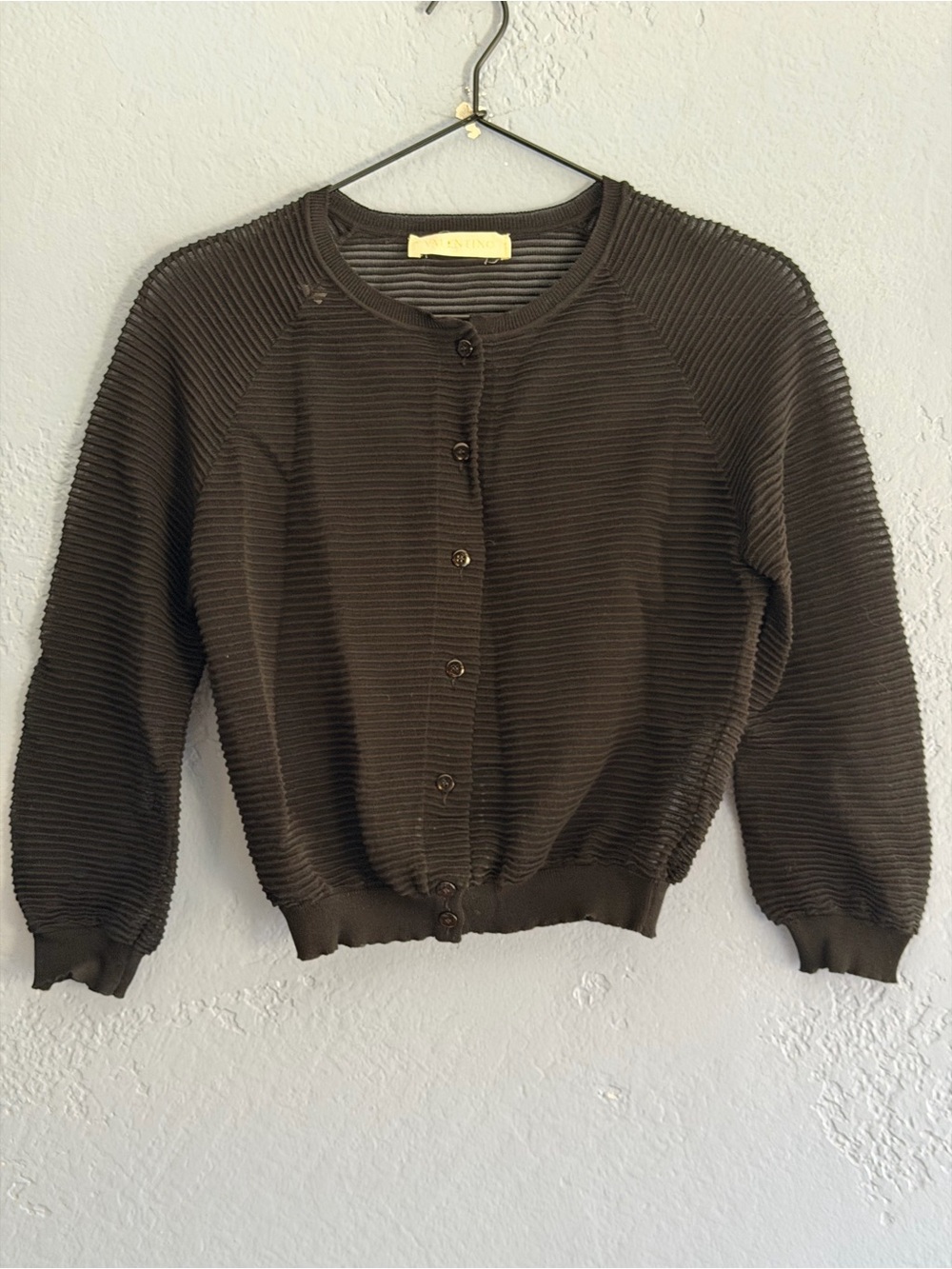 Archival VALENTINO Sheer Ribbed Mesh Cardigan - Made in Italy - Size M - Picture 2 of 8